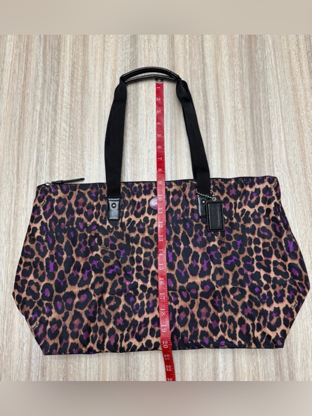 LIKE NEW Coach Nylon Weekender Ocelot Print Tote with Snap-in Pouch - Picture 15 of 16